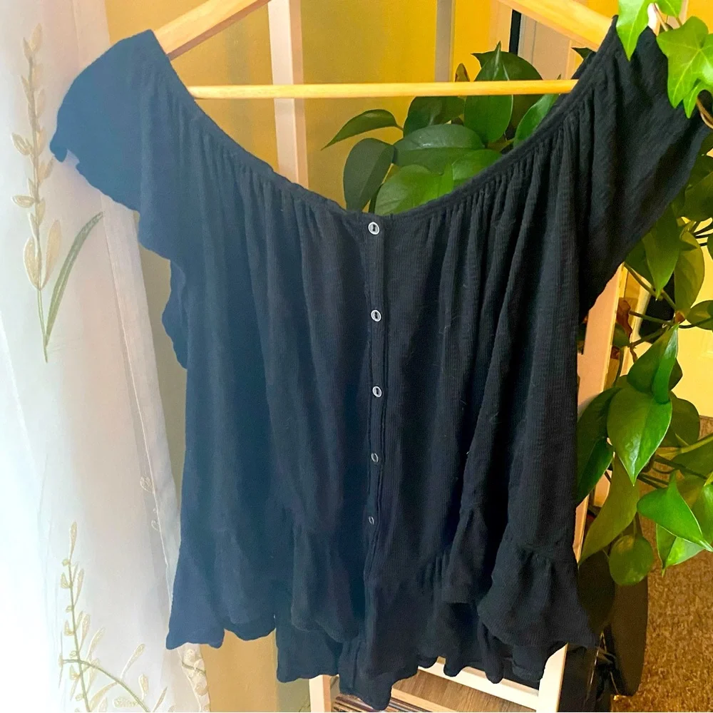 Free People | Soft Black Blouse - Picture 1 of 3